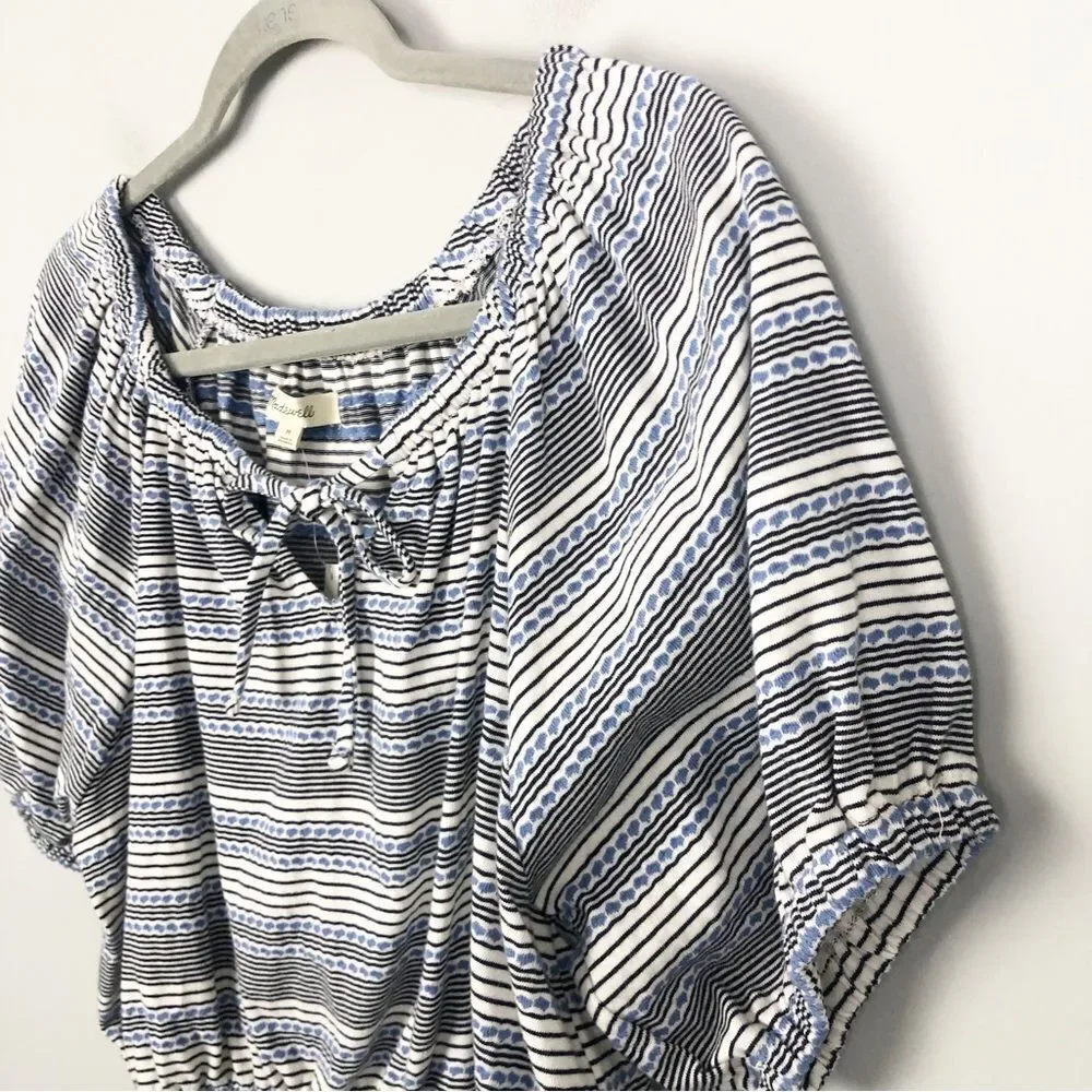 MADEWELL | NEW Jacquard Keyhole Cropped Top Tranquil Ocean Stripe Women’s Medium